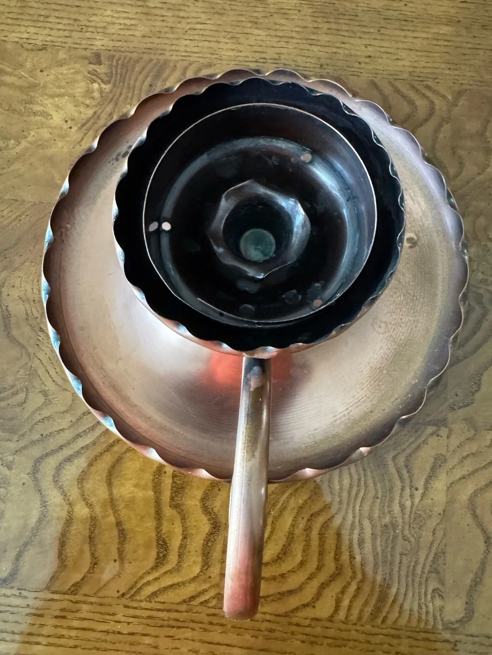 Copper Gregorian Chamberstick or Fingerloop Candle Stick Holder - Vintage
